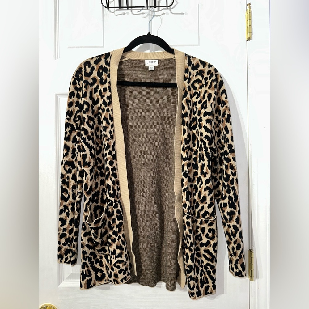 J. Crew Leopard Print Cardigan - Tan and Black (XS) - Picture 9 of 14